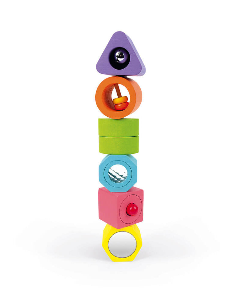 Puzzle 6 cubes sensoriels en bois Iwood - Jouets d'éveil - Boutique LeoLudo - Janod