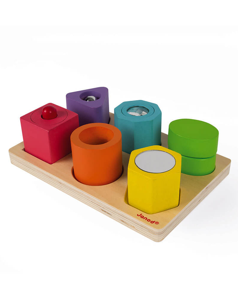 Puzzle 6 cubes sensoriels en bois Iwood - Jouets d'éveil - Boutique LeoLudo - Janod