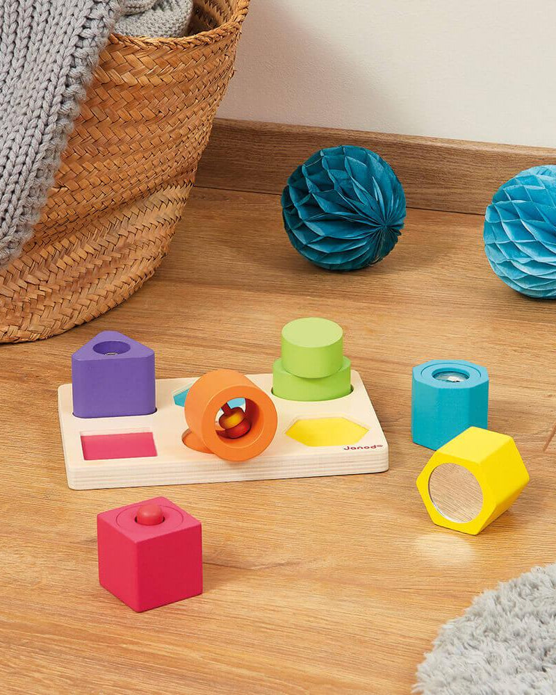 Puzzle 6 cubes sensoriels en bois Iwood - Jouets d'éveil - Boutique LeoLudo - Janod