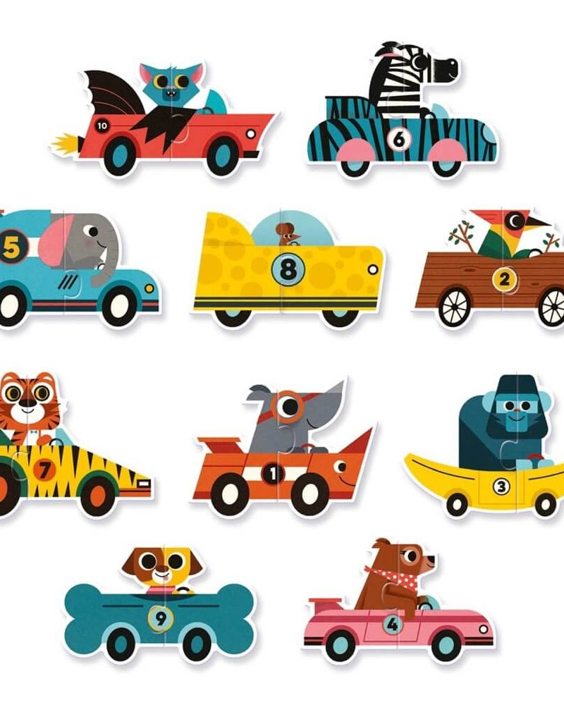 Puzzle duo - Bolides (10 x 2 pcs.) - Casse - têtes - Boutique LeoLudo - Djeco