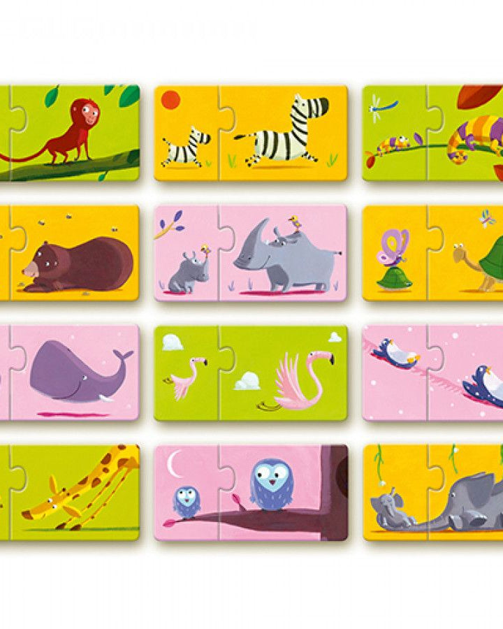 Puzzle duo - Mamans et bébés animaux - Casse - têtes - Boutique LeoLudo - Djeco