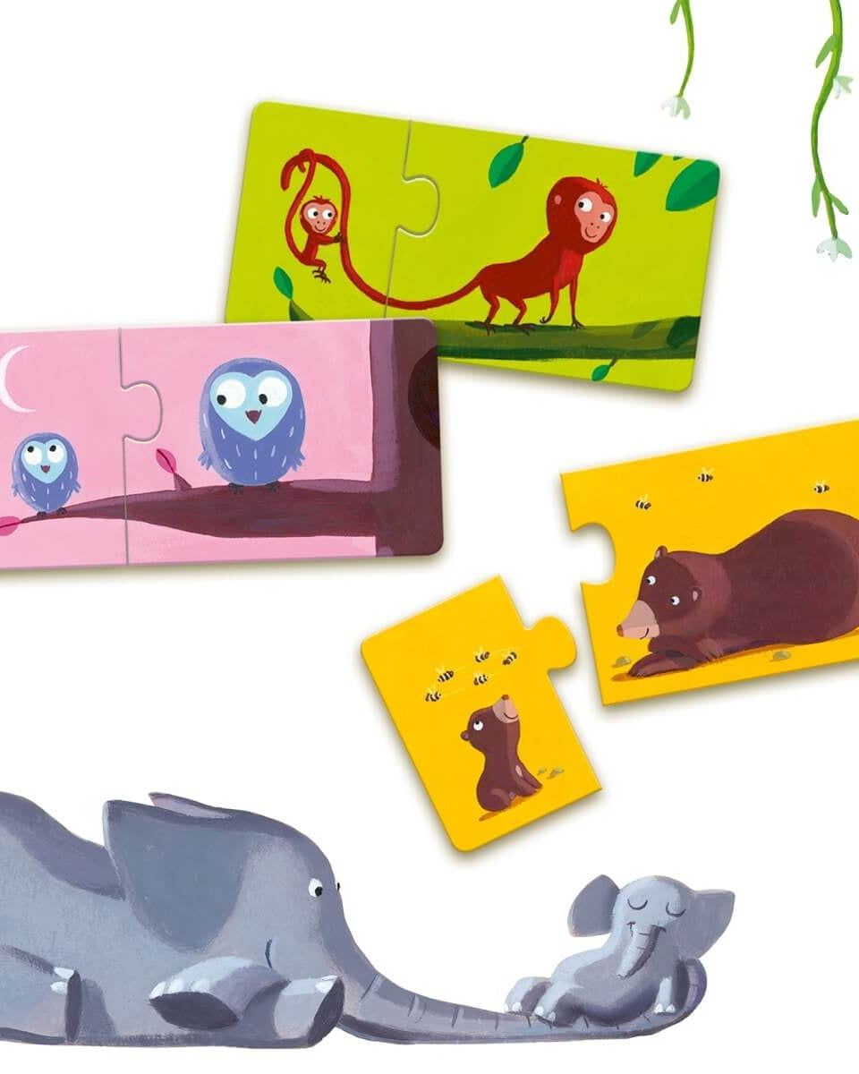 Puzzle duo - Mamans et bébés animaux - Casse - têtes - Boutique LeoLudo - Djeco