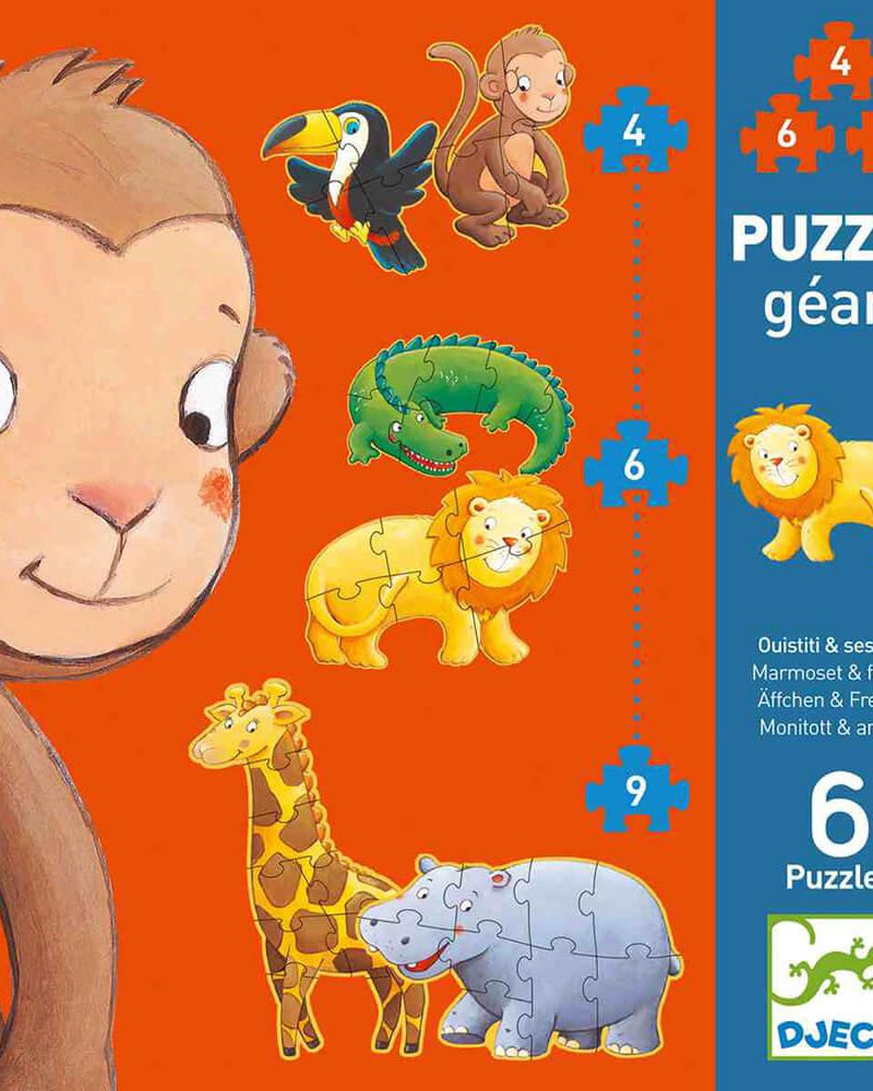 Puzzle géant - Ouistiti et ses amis (4,6,9 pièces) - Casse - têtes - Boutique LeoLudo - Djeco