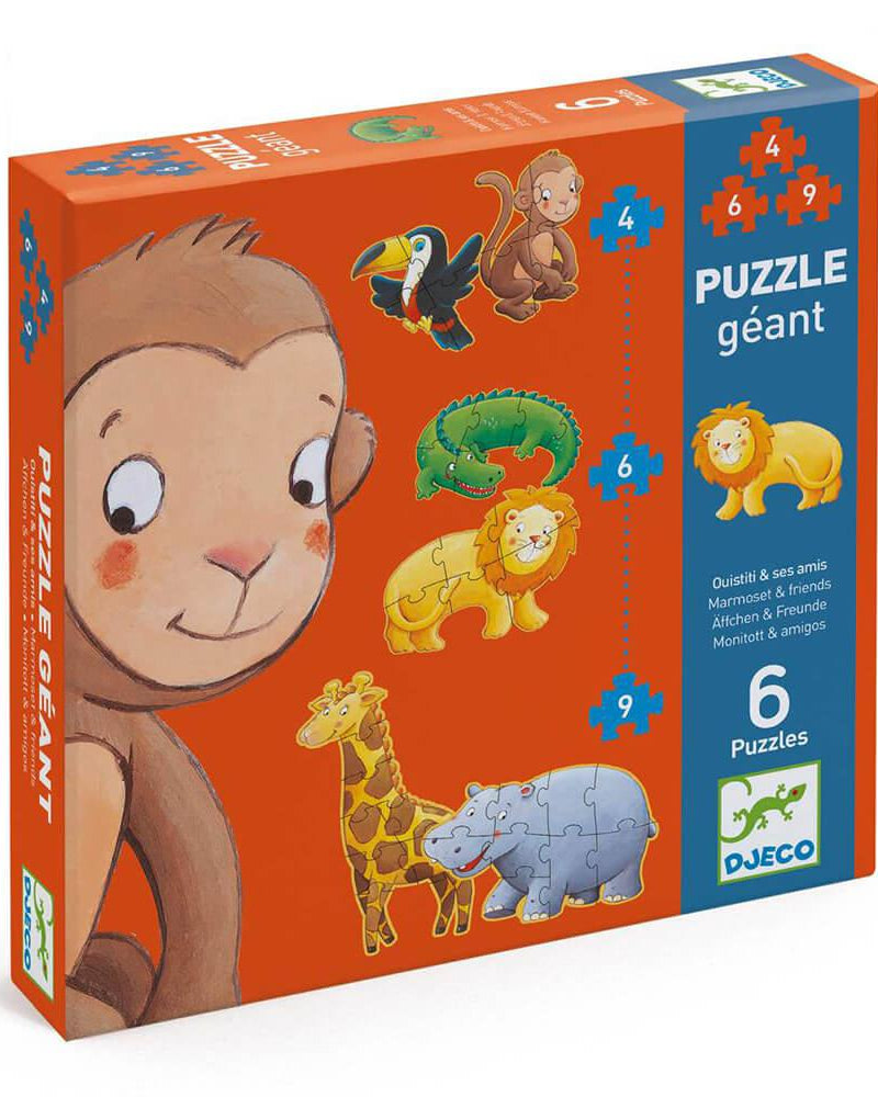 Puzzle géant - Ouistiti et ses amis (4,6,9 pièces) - Casse - têtes - Boutique LeoLudo - Djeco