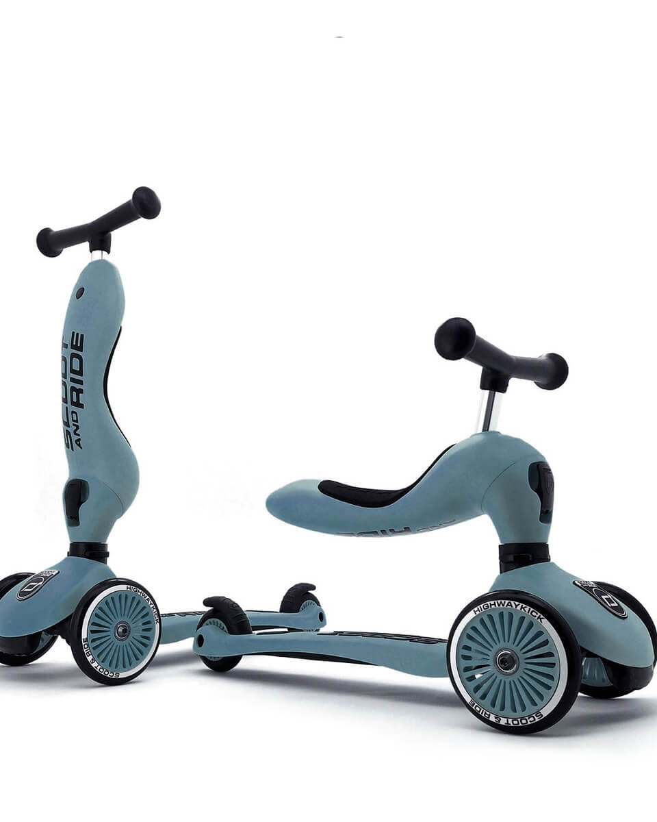 Trottinette 2 - en - 1 Highwaykick 1 - Bleu Acier - Jeux d'extérieur - Boutique LeoLudo - Scoot & Ride