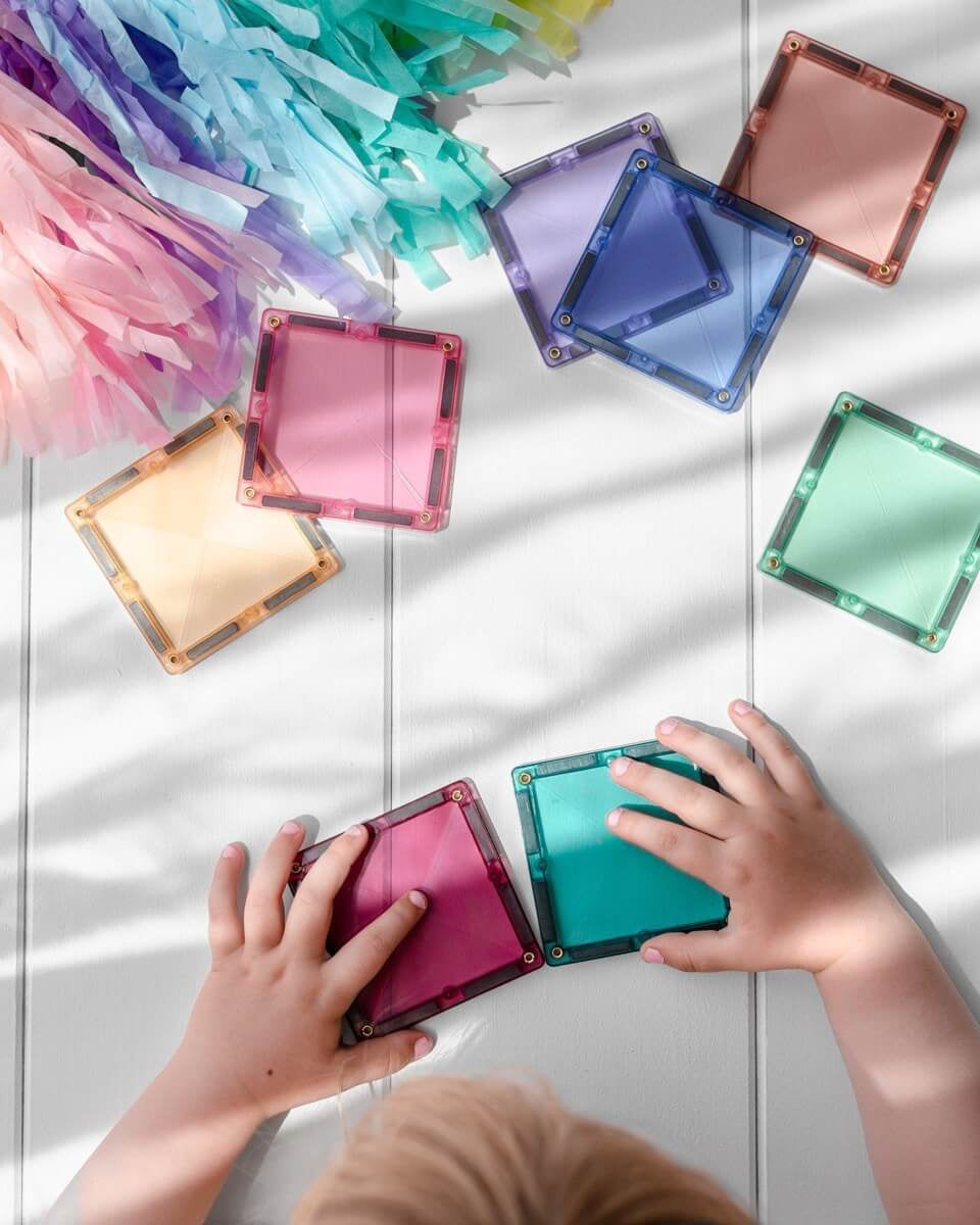 Tuiles magnétiques Connetix - Pastel Creative (120 pcs) - Jeux de construction - Boutique LeoLudo - Connetix