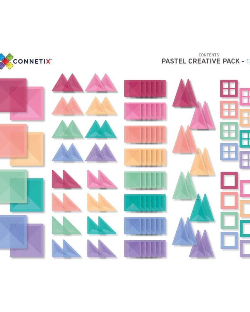 Tuiles magnétiques Connetix - Pastel Creative (120 pcs) - Jeux de construction - Boutique LeoLudo - Connetix