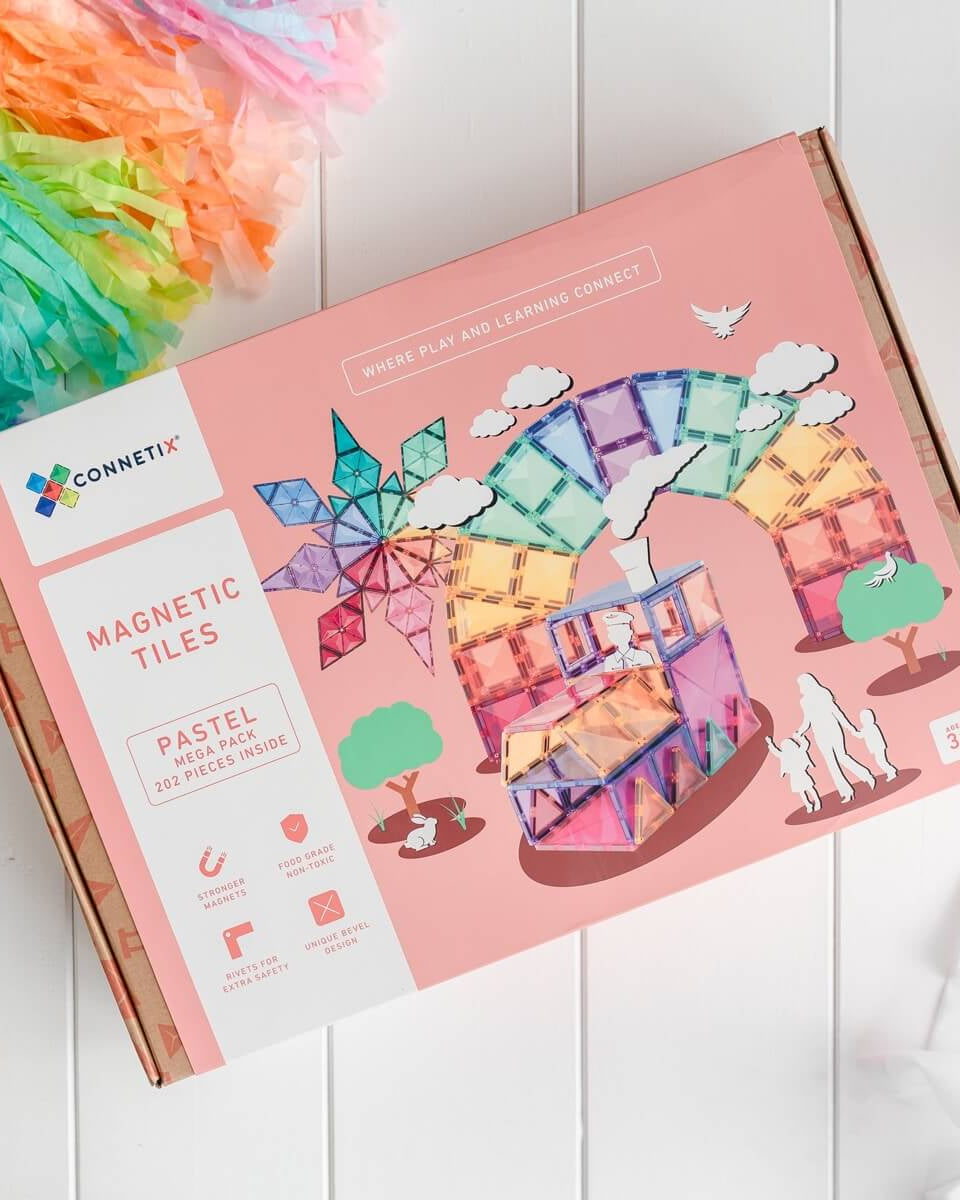 Tuiles magnétiques Connetix - Pastel Mega Pack (202 pcs) - Jeux de construction - Boutique LeoLudo - Connetix