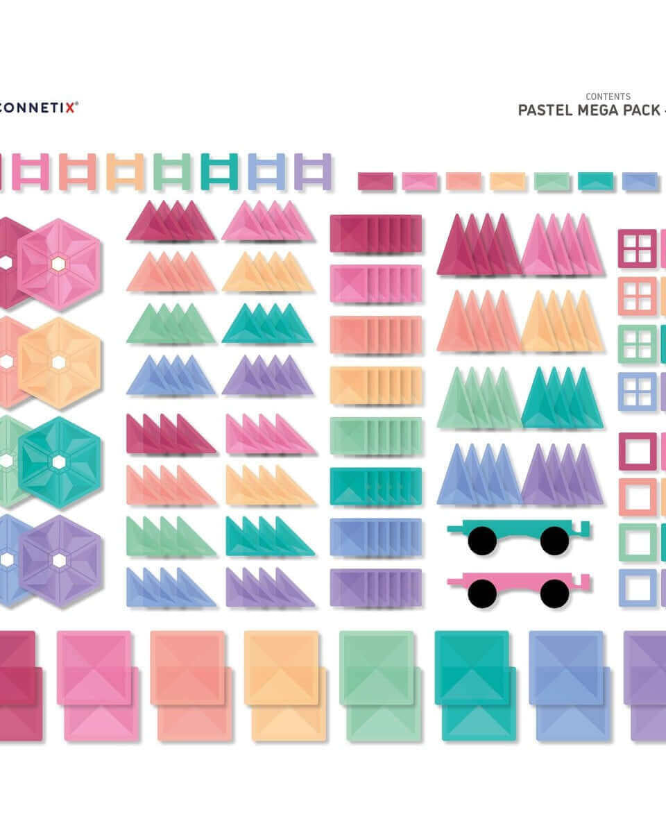Tuiles magnétiques Connetix - Pastel Mega Pack (202 pcs) - Jeux de construction - Boutique LeoLudo - Connetix