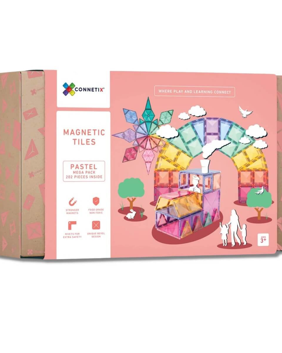 Tuiles magnétiques Connetix - Pastel Mega Pack (202 pcs) - Jeux de construction - Boutique LeoLudo - Connetix