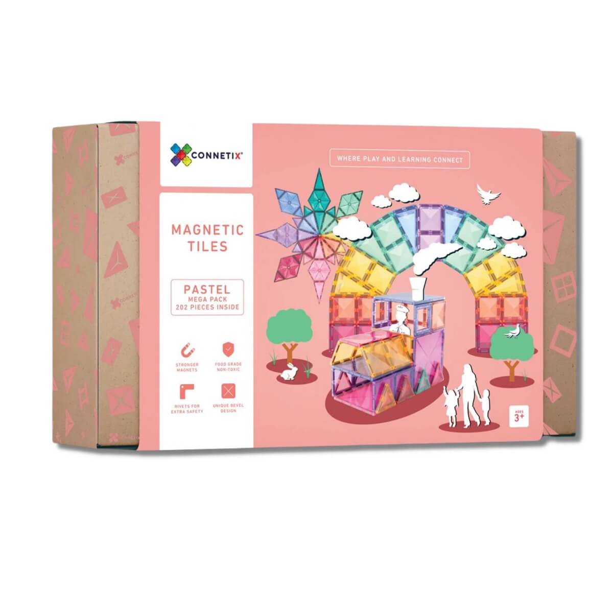 Tuiles magnétiques Connetix - Pastel Mega Pack (202 pcs) - Jeux de construction - Boutique LeoLudo - Connetix