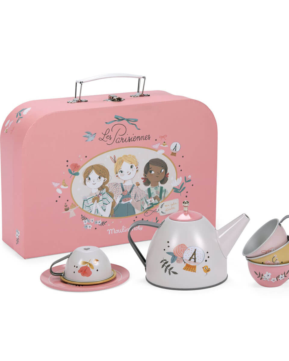 Valisette service de thé en métal - Les Parisiennes - Jouets d'imitation - Boutique LeoLudo - Moulin Roty