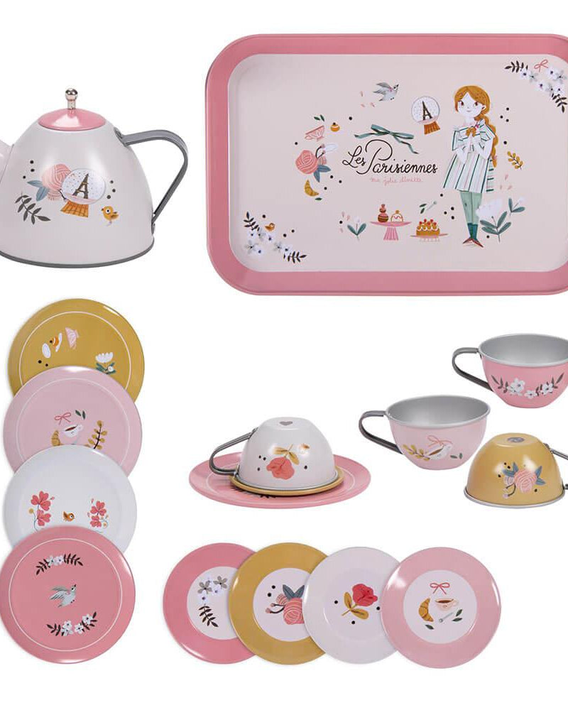 Valisette service de thé en métal - Les Parisiennes - Jouets d'imitation - Boutique LeoLudo - Moulin Roty