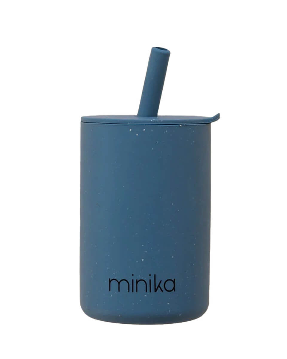 Verre avec paille et couvercle - Indigo - Alimentation & repas - Boutique LeoLudo - Minika