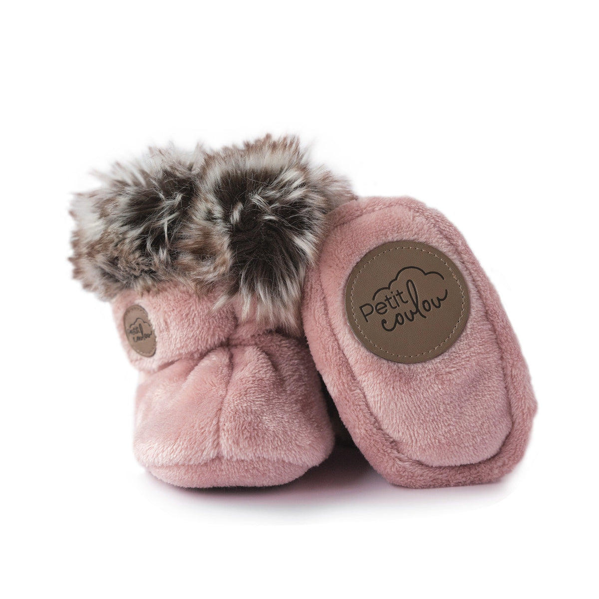Bottines d'hiver en Minky avec fourrure pour bébé Rose - Petit Coulou - Boutique LeoLudo