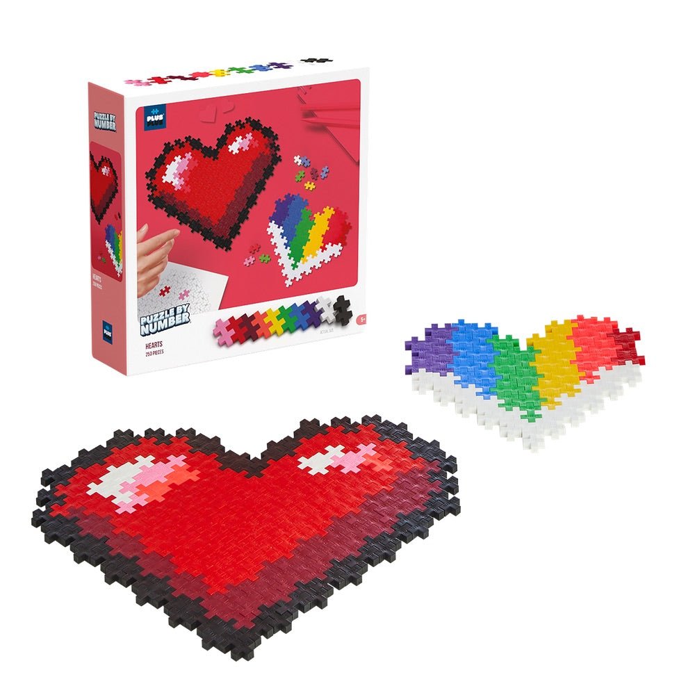 Puzzle by Number - Coeurs (250 pcs) Jeux de constructionPlus-Plus- Boutique LeoLudo
