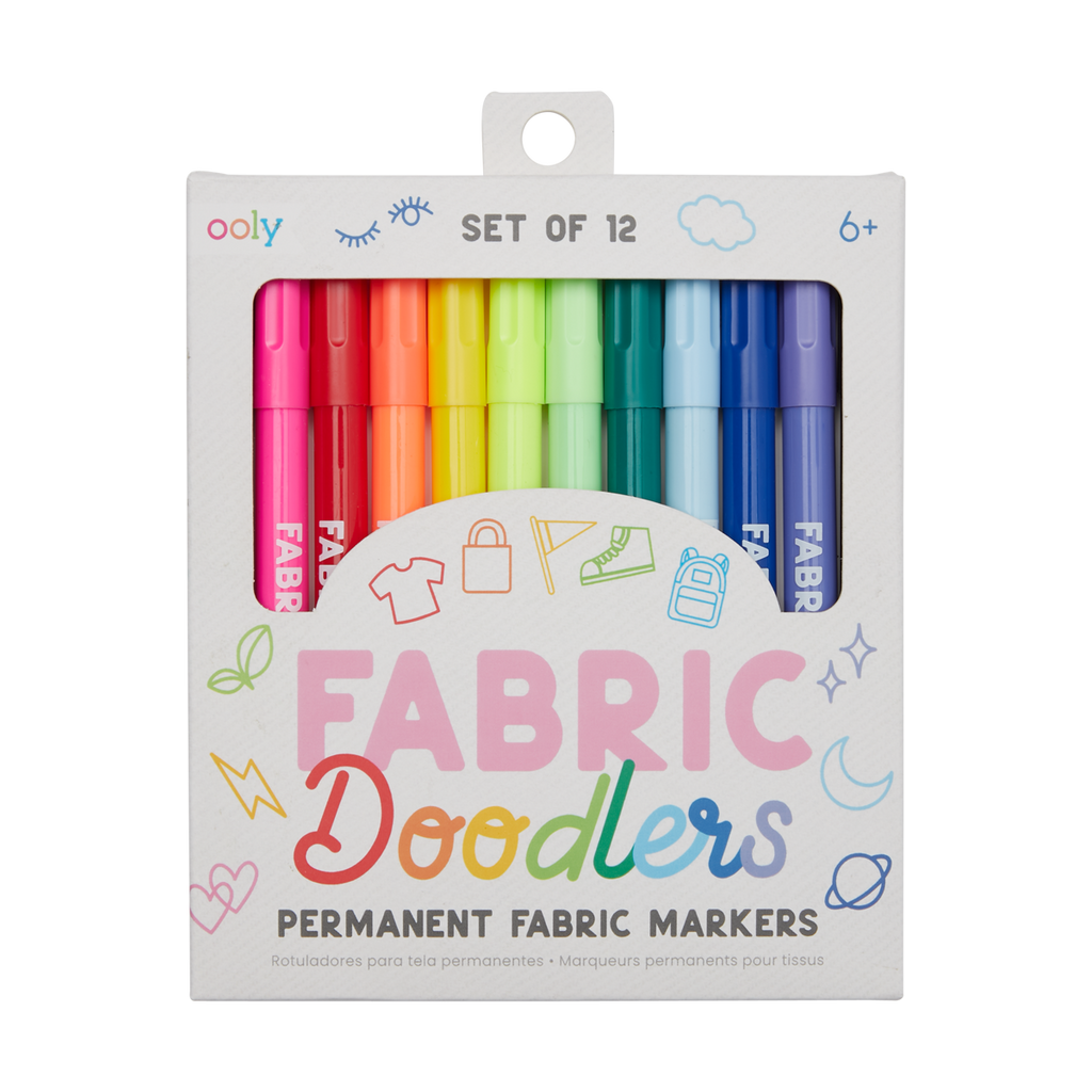 Marqueurs permanents Fabric Doodlers (lot de 12)-OOLY-Boutique LeoLudo