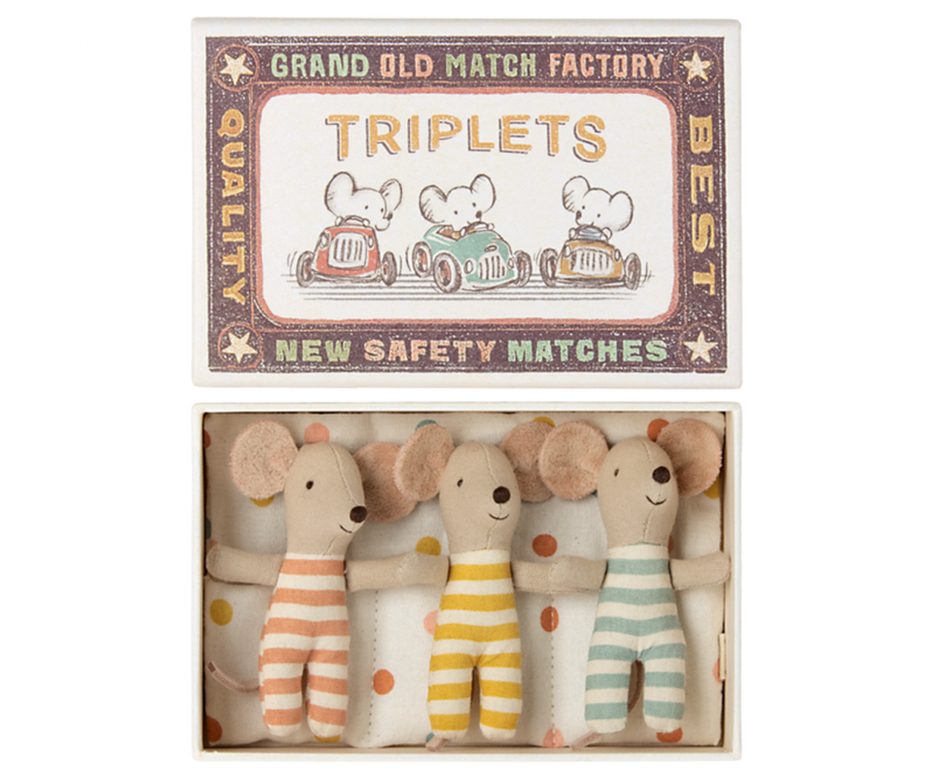 Bébés souris triplets en boîte d'allumettes-Maileg-Boutique LeoLudo