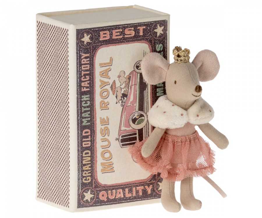 Petite sœur Princesse souris en boîte d'allumettes (rose)-Maileg-Boutique LeoLudo