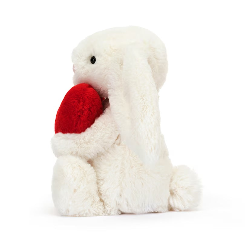 Peluche Bashful Bunny - Coeur d'amour rouge (petit)-Jellycat-Boutique LeoLudo