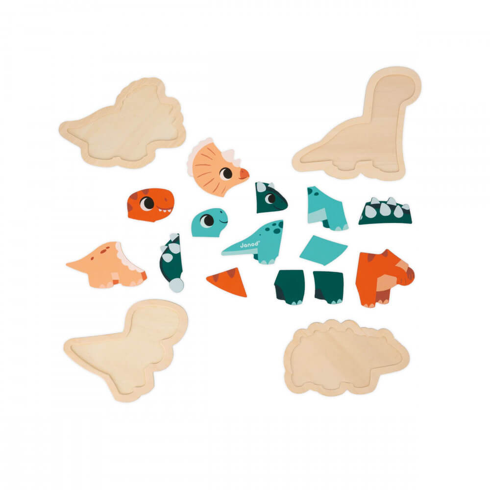 4 puzzles d'éveil évolutifs Dino (2 à 5 pcs.) - Casse - têtes - Boutique LeoLudo - Janod
