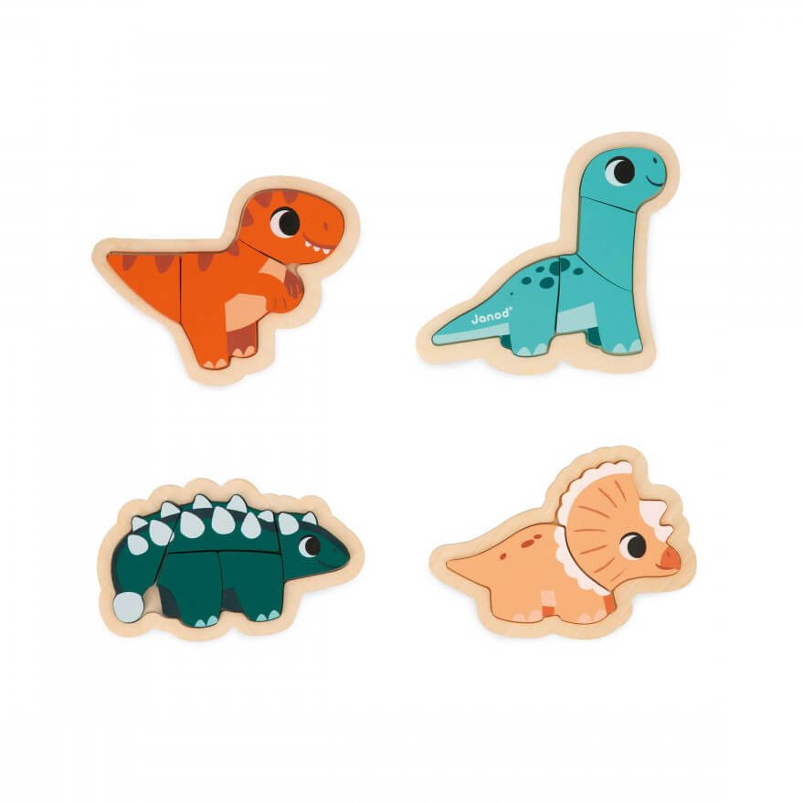 4 puzzles d'éveil évolutifs Dino (2 à 5 pcs.) - Casse - têtes - Boutique LeoLudo - Janod