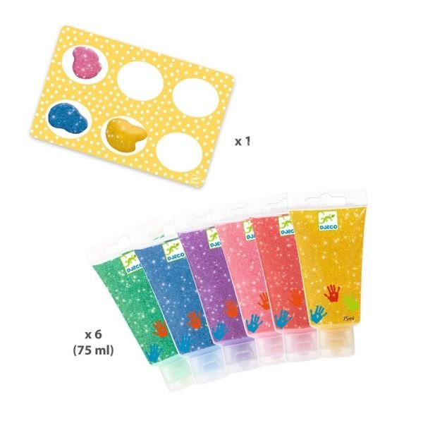 6 tubes de peintures à doigts - Paillettes - Art & bricolage - Boutique LeoLudo - Djeco