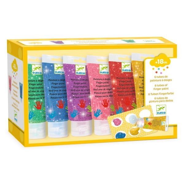 6 tubes de peintures à doigts - Paillettes - Art & bricolage - Boutique LeoLudo - Djeco