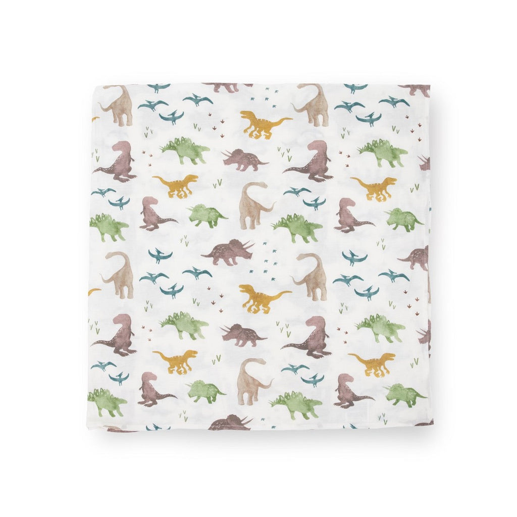 Couverture d'emmaillotage en tricot extensible - Dino Pals-Little Unicorn-Boutique LeoLudo