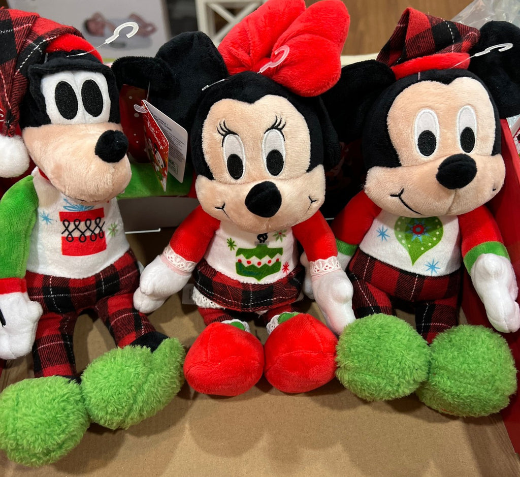 Peluche Disney - Mickey et ses amis en pyjama de Noël (25 cm)-Imports Dragon-Boutique LeoLudo
