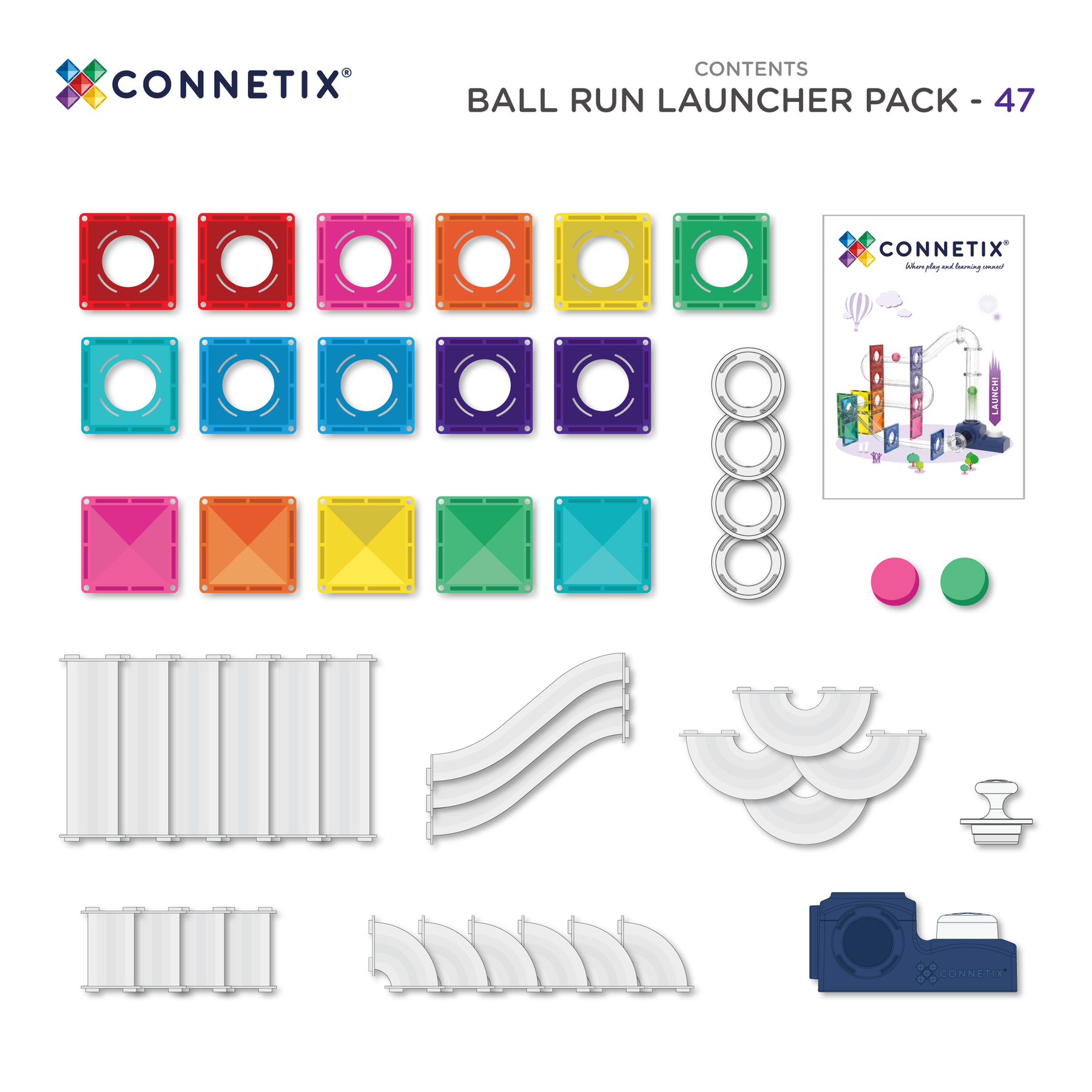 Connetix Ball Run Launcher Pack 47pc - vue 4