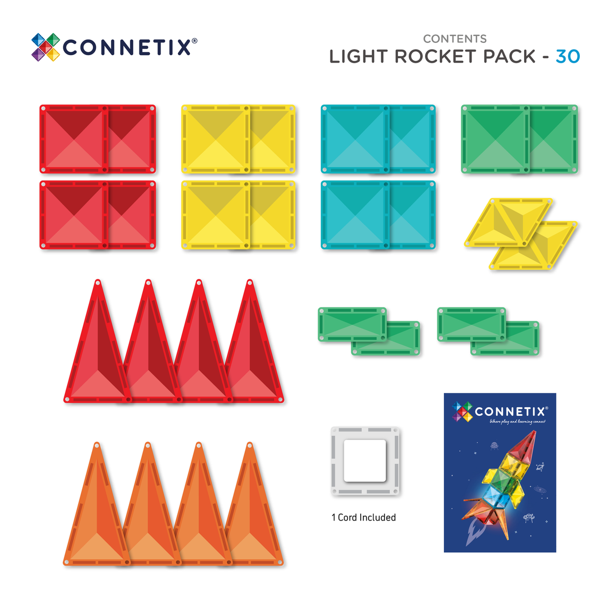 Tuiles magnétiques Connetix - Light Rocket Pack (30 pcs)