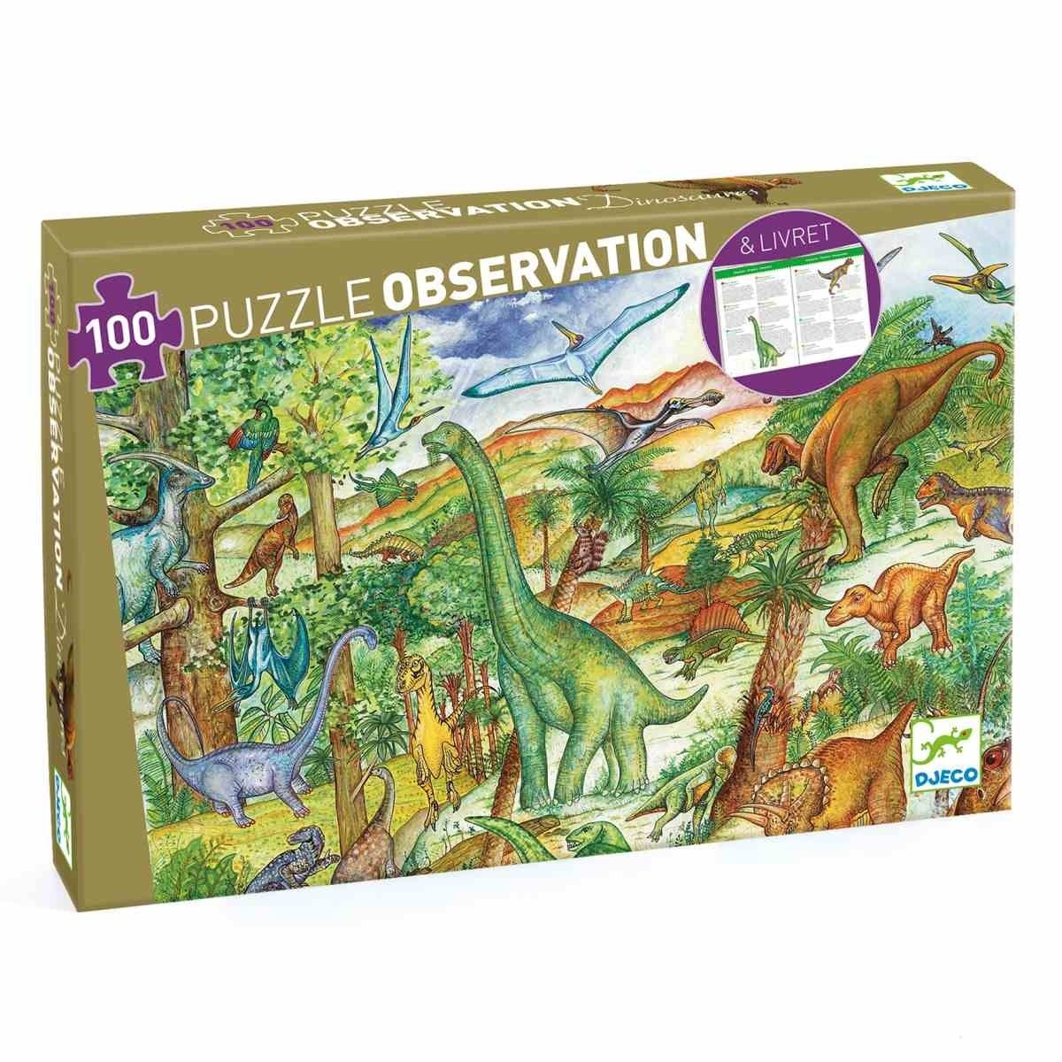 Puzzle observation - Dinosaures (100 pcs) -Casse-têtes- Boutique LeoLudo-Djeco