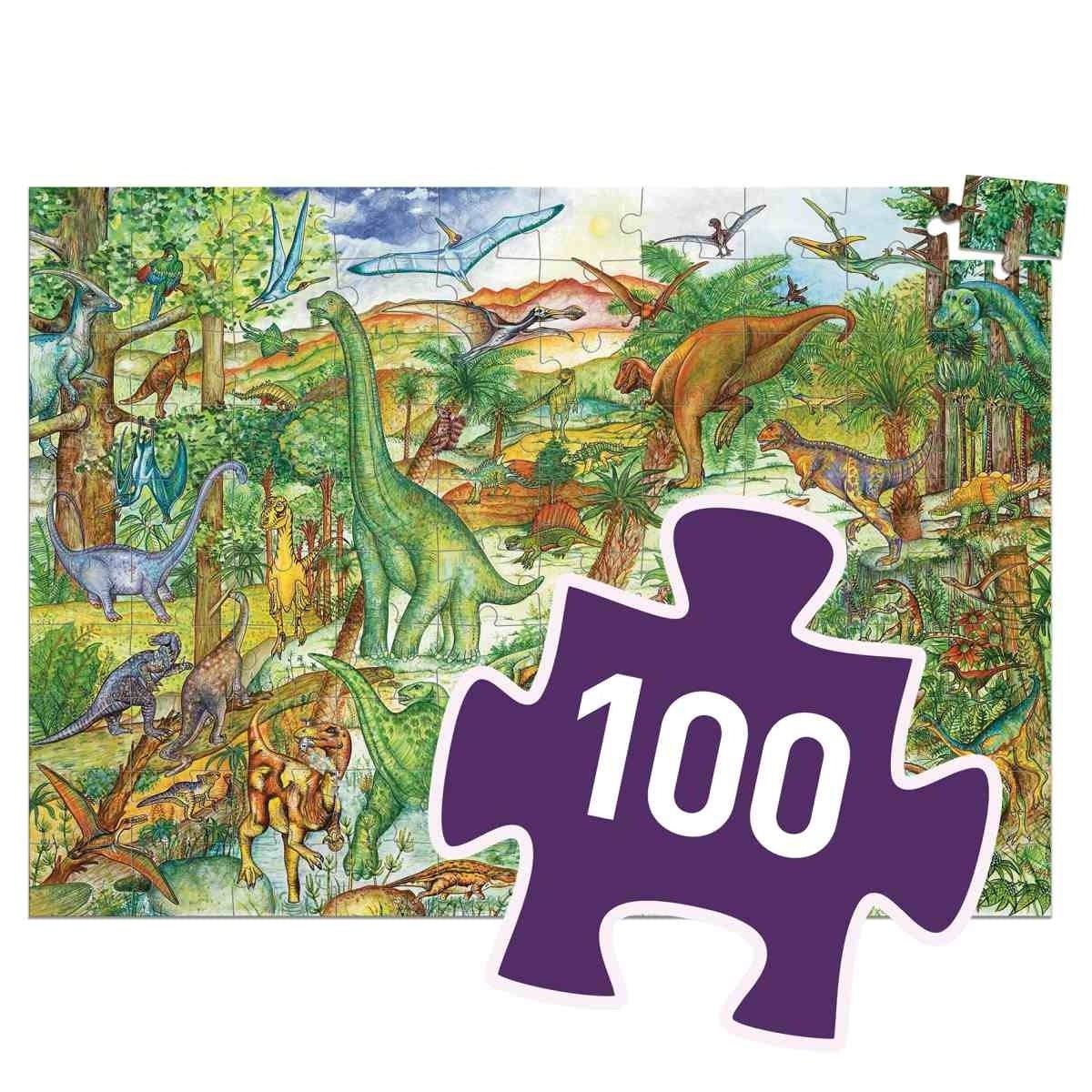 Puzzle observation - Dinosaures (100 pcs) -Casse-têtes- Boutique LeoLudo-Djeco
