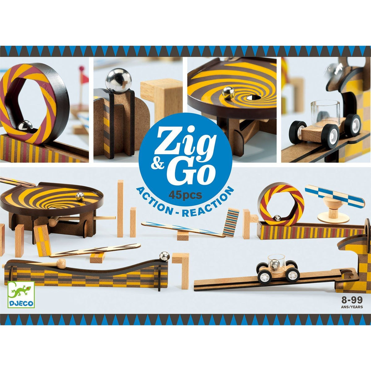 Kit de construction Zig & go - 45 pcs pour une chaîne de réaction impressionnante Jeux de construction- Boutique LeoLudo