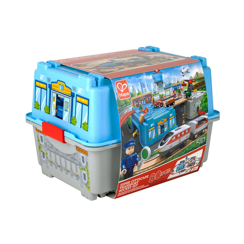 Seau Super Cityscape Transport (80 pcs)-Hape-Boutique LeoLudo