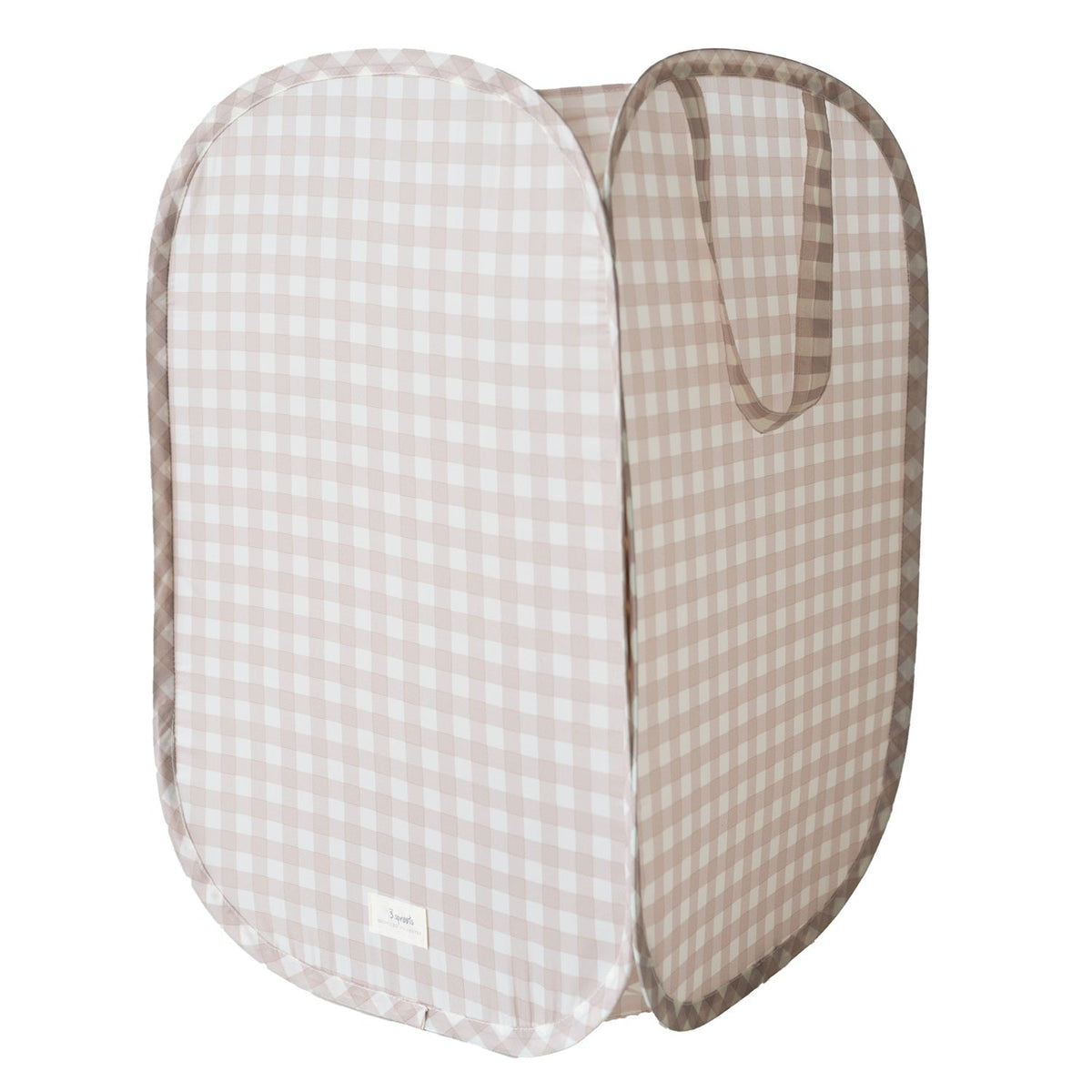 Panier à linge pop-up en tissu recyclé - Vichy beige - 3 Sprouts - Boutique LeoLudo