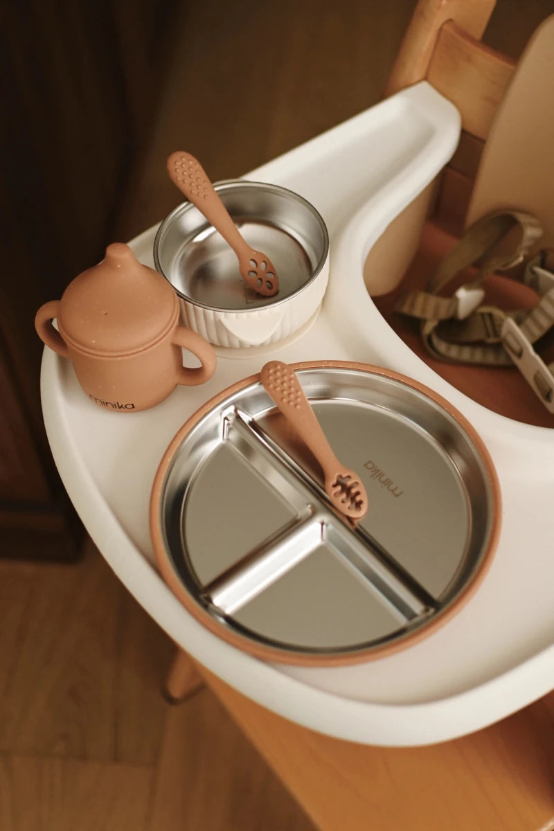 Assiette à compartiments en acier avec succion en silicone - Alimentation & repas - Boutique LeoLudo - Minika