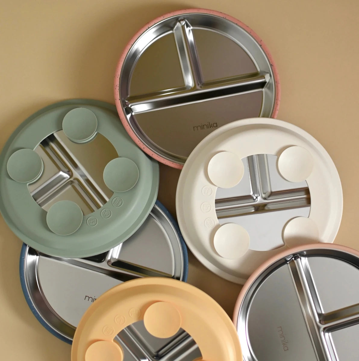 Assiette à compartiments en acier avec succion en silicone - Alimentation & repas - Boutique LeoLudo - Minika