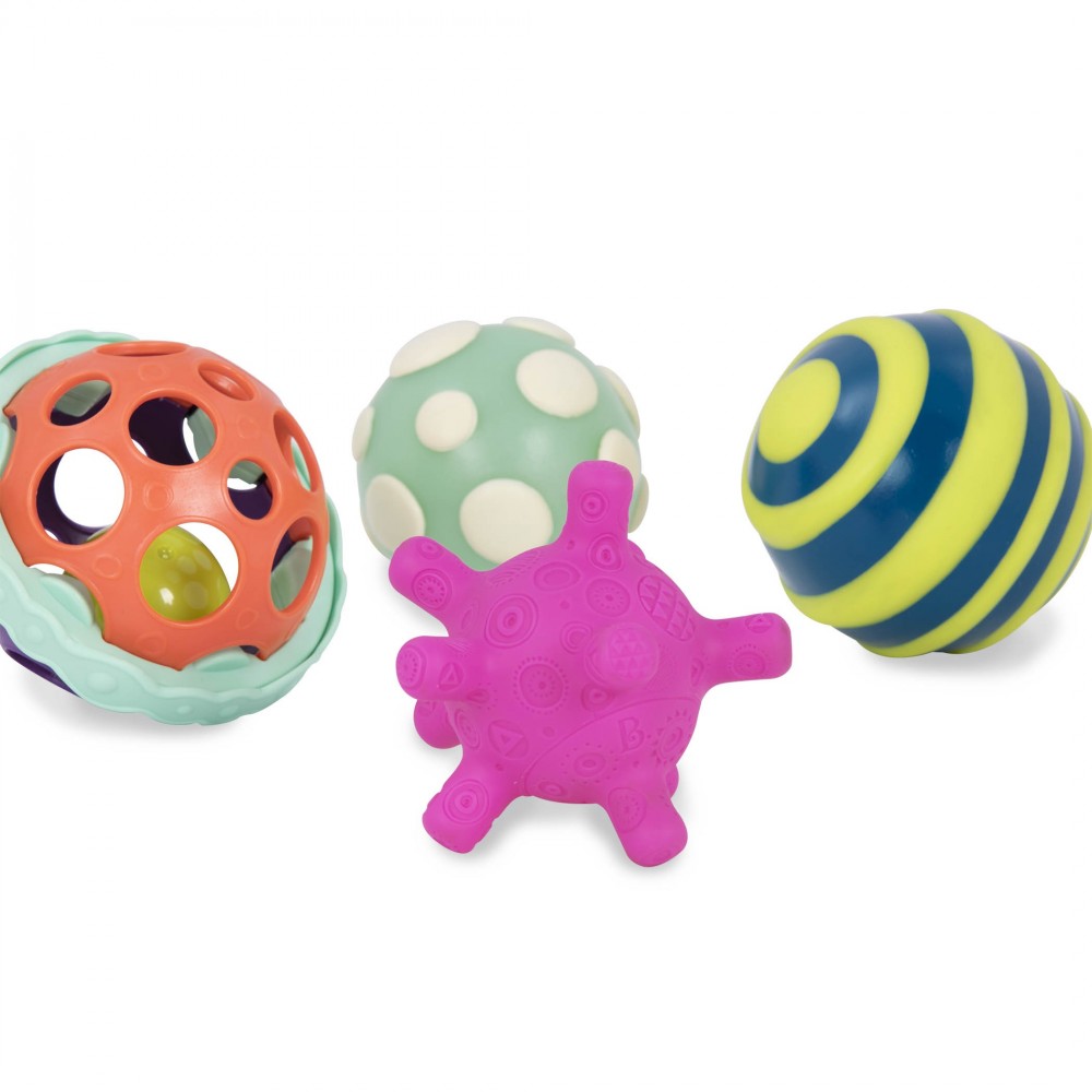B.Baby - 4 balles sensorielles "Ball-a-baloos"-B. toys-Boutique LeoLudo