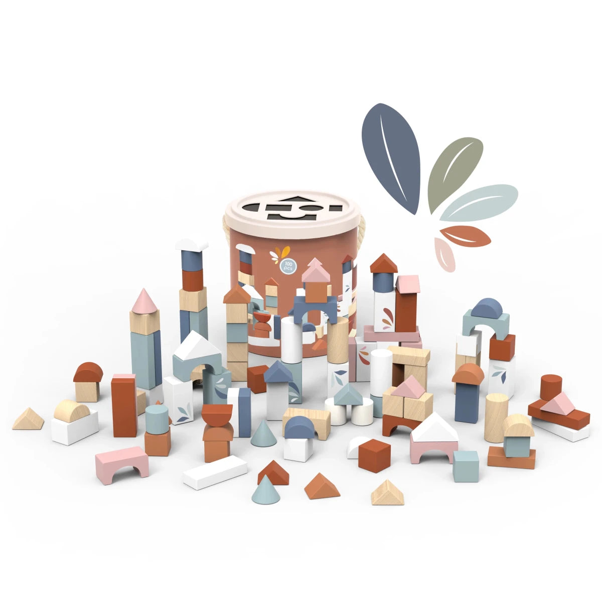 Baril de 100 blocs en bois avec trieur de formes -Jouets d'éveil- Boutique LeoLudo-Speedy Monkey