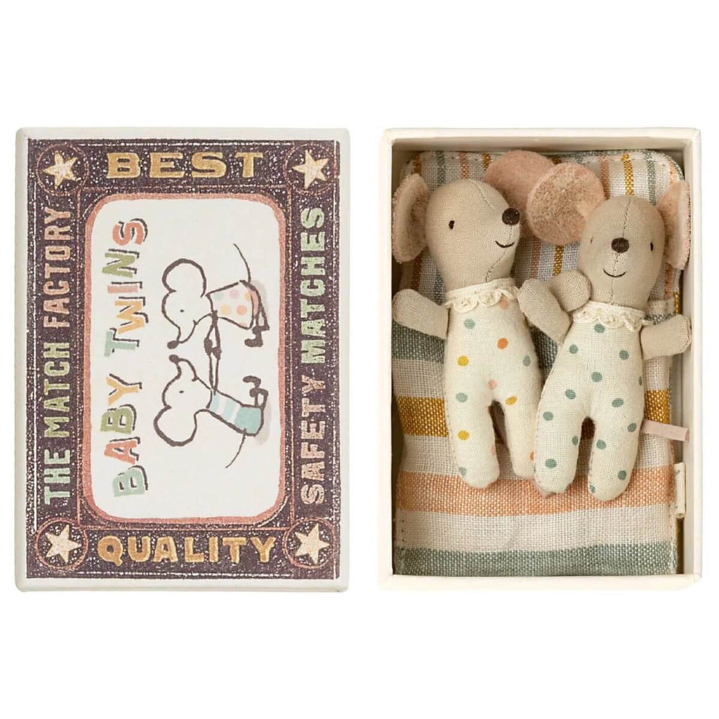 Bébés souris jumeaux en boîte d'allumettes-Maileg-Boutique LeoLudo