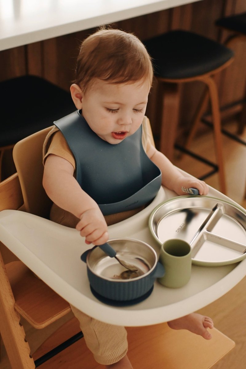 Bol en acier inoxydable avec succion en silicone - Sage - Alimentation & repas - Boutique LeoLudo - Minika