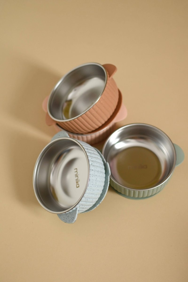 Bol en acier inoxydable avec succion en silicone - Sage - Alimentation & repas - Boutique LeoLudo - Minika