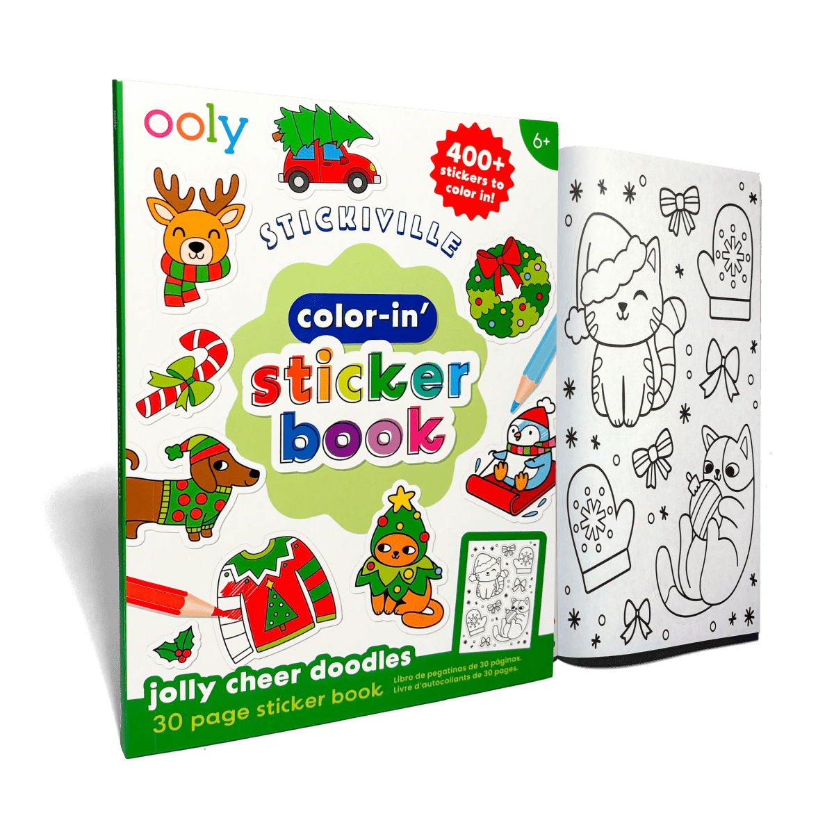Cahier d'autocollants à colorier Stickiville - Jolly Cheer Doodles (400+ autocollants) -Art & bricolage- Boutique LeoLudo-OOLY