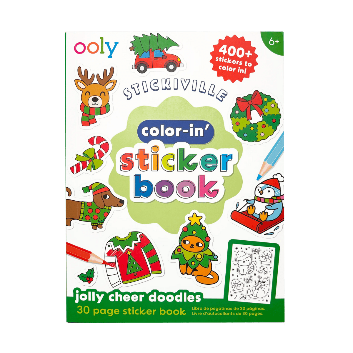 Cahier d'autocollants à colorier Stickiville - Jolly Cheer Doodles (400+ autocollants) -Art & bricolage- Boutique LeoLudo-OOLY