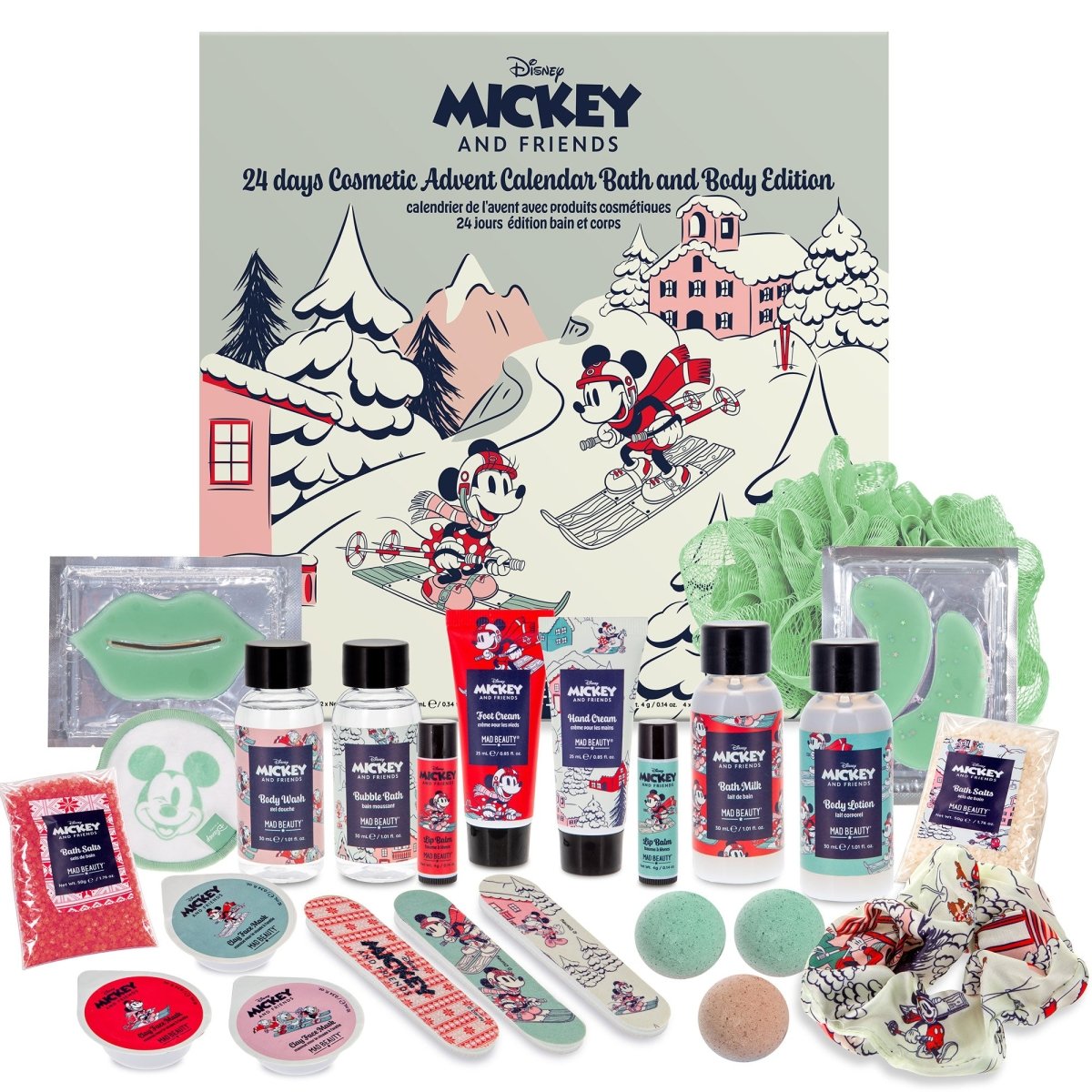 Calendrier de l'Avent Bain et Corps Disney Mickey au ski (24 jours) -Soins et hygiène- Boutique LeoLudo-Mad Beauty