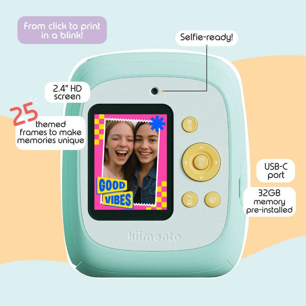 Caméra Instantanée Kiimento Print Pro – Modèle P2 Menthe - Jeux électroniques - Boutique LeoLudo - kiimento (formerly Kidamento)