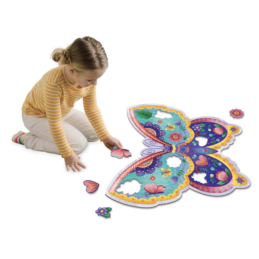 Casse-tête de plancher scintillant – Papillon (53 pcs) -Casse-têtes- Boutique LeoLudo-Peaceable Kingdom