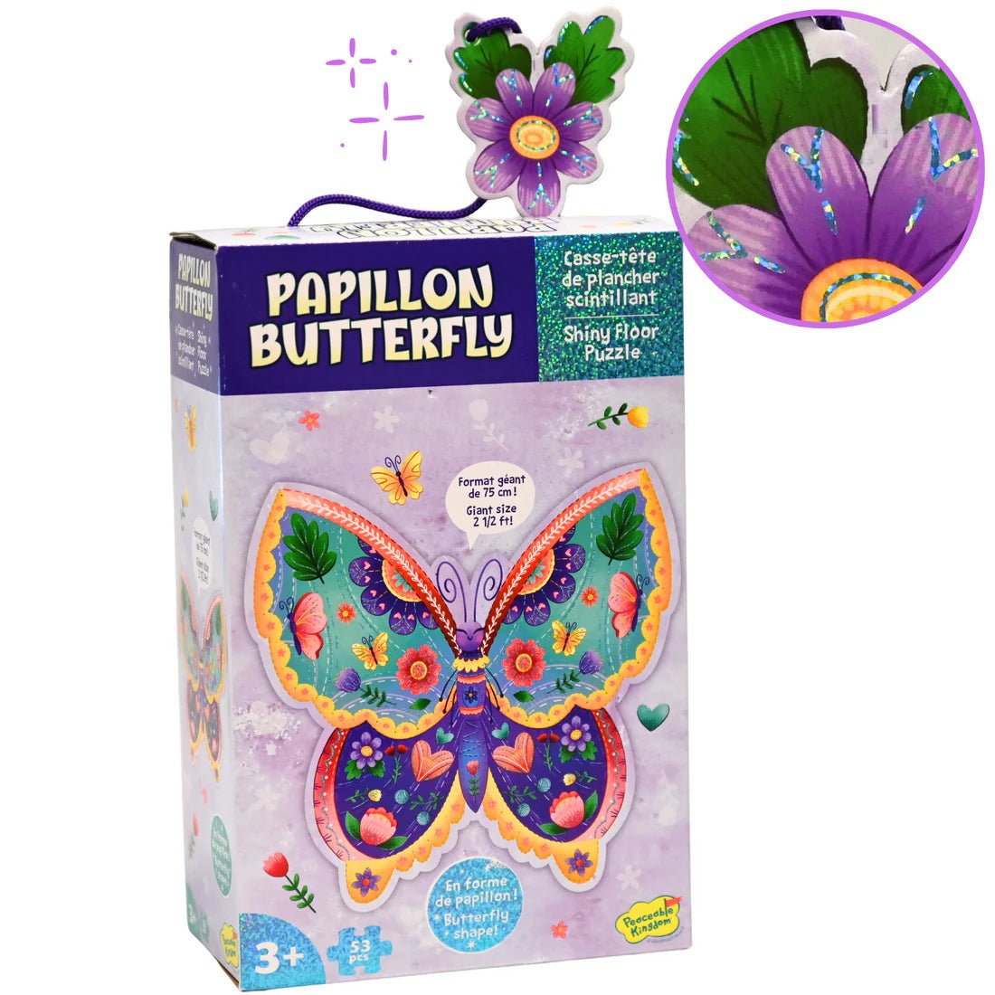 Casse-tête de plancher scintillant – Papillon (53 pcs) -Casse-têtes- Boutique LeoLudo-Peaceable Kingdom